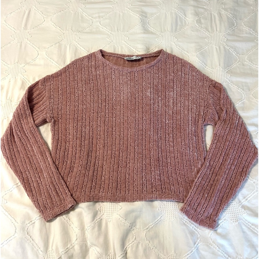 pink hollister knit long sleeve sweater